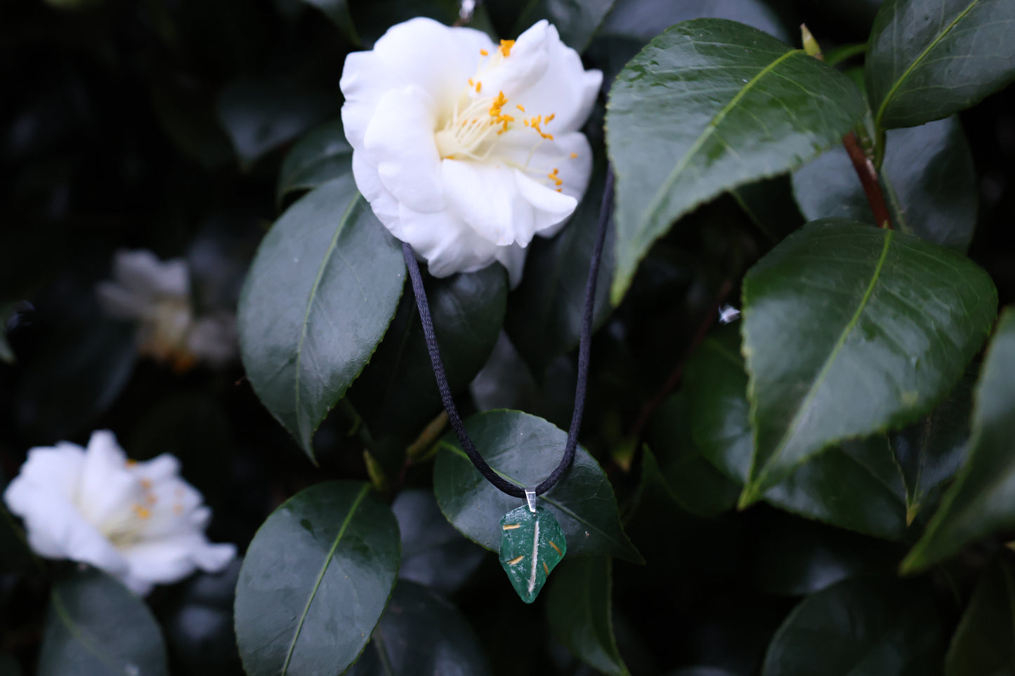 Sea Glass Leaf Satin Necklace