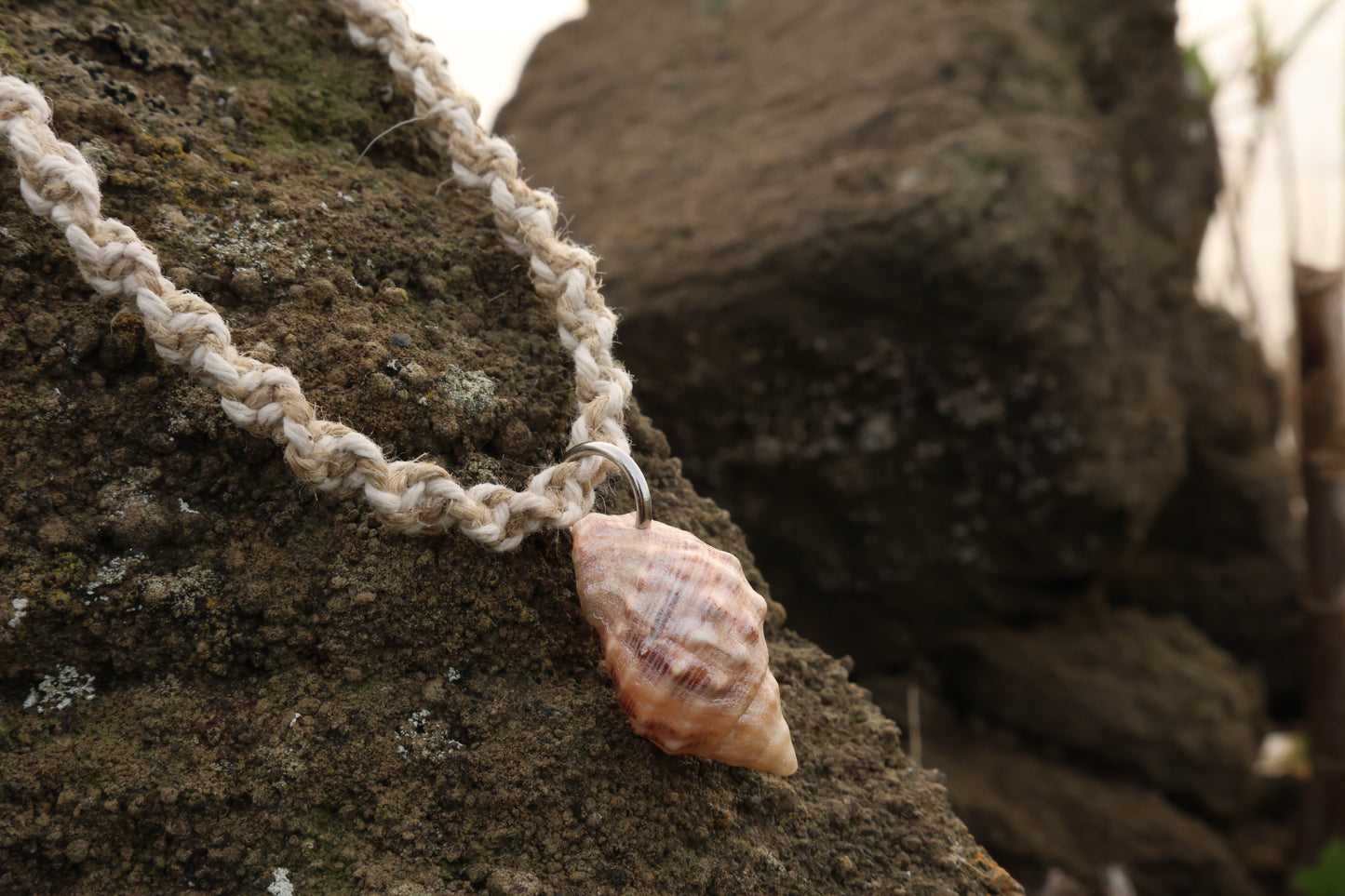 Mixed Spiral Macrame Conch Shell Necklace