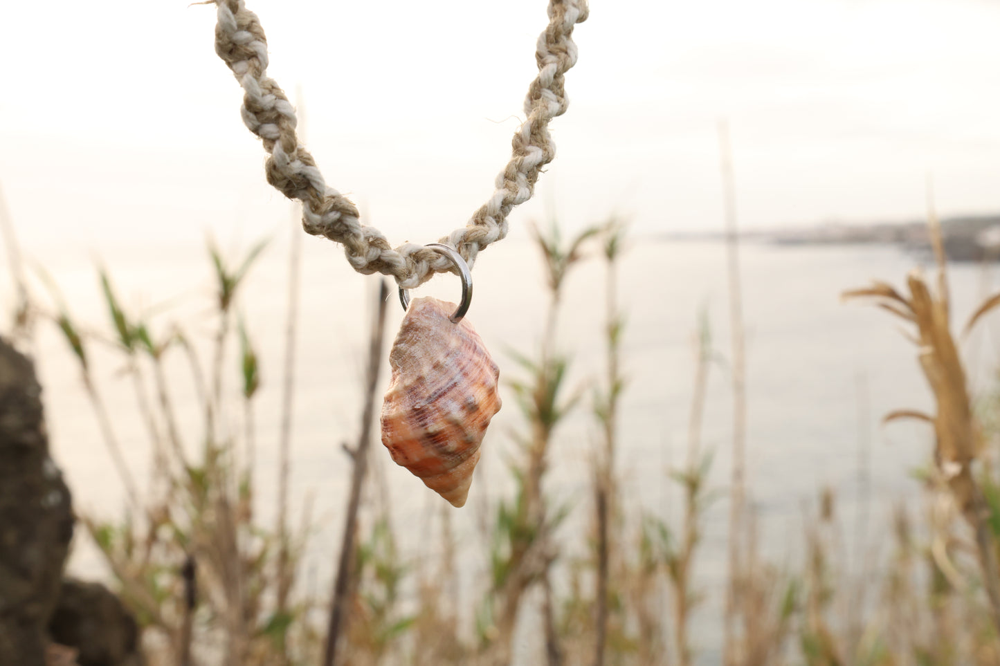 Mixed Spiral Macrame Conch Shell Necklace