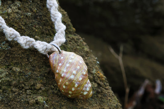 White Macrame Conch Shell Necklace