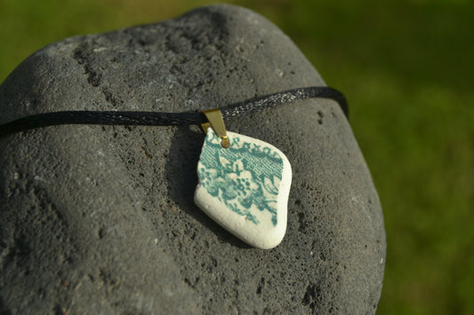 Rare Green and White Sea Pottery Necklace