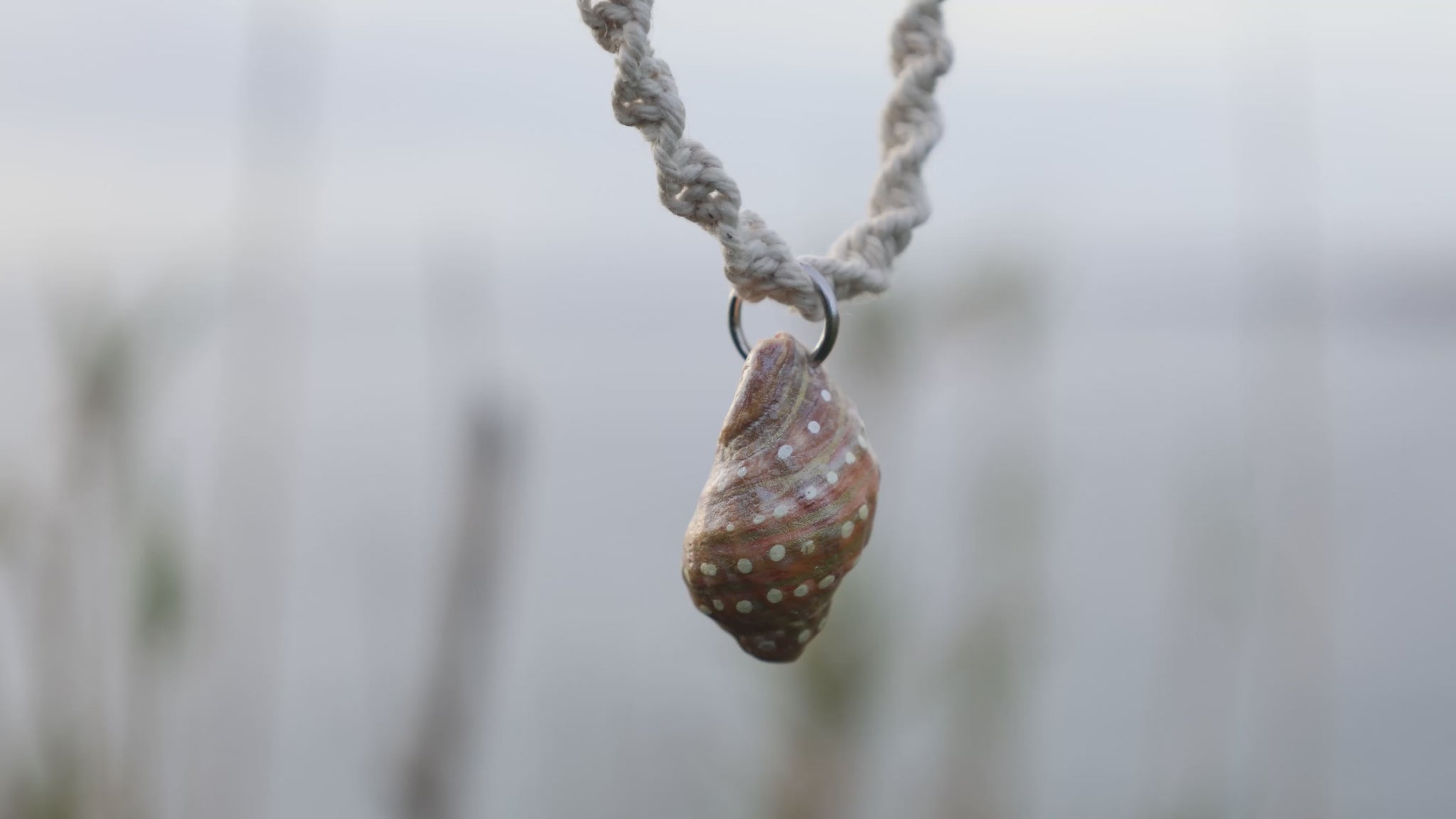 white macrame painted conch
